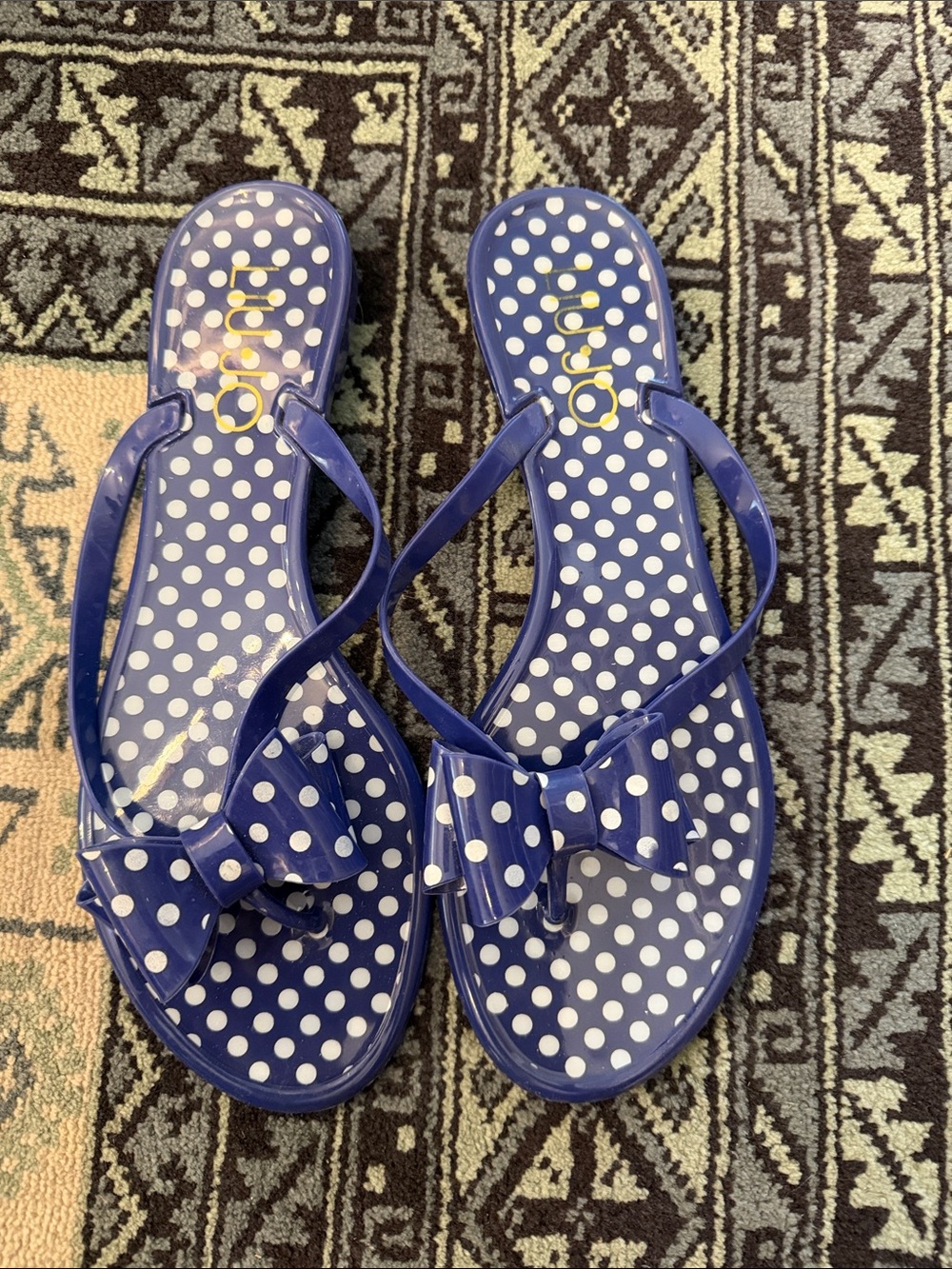Liu Jo Navy Blue Polka Dot Bow Jelly Sandals